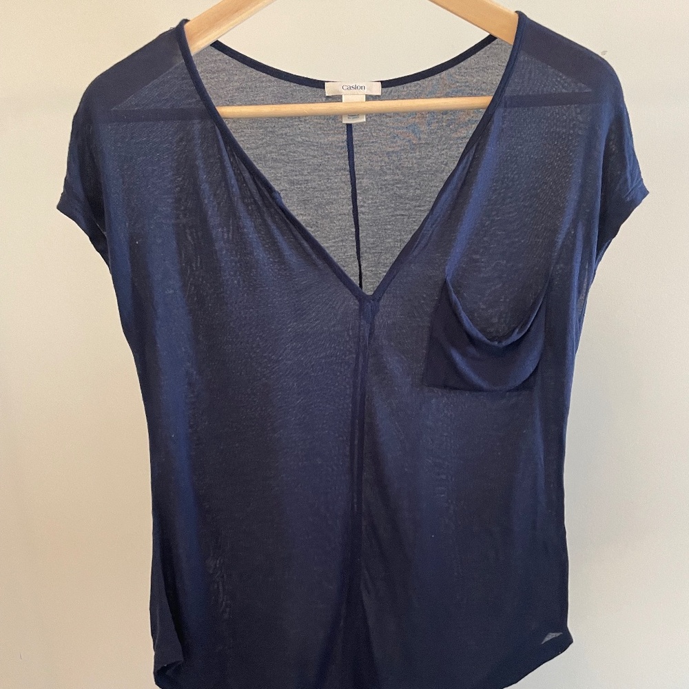 Caslon Navy Blue V-Neck Tee